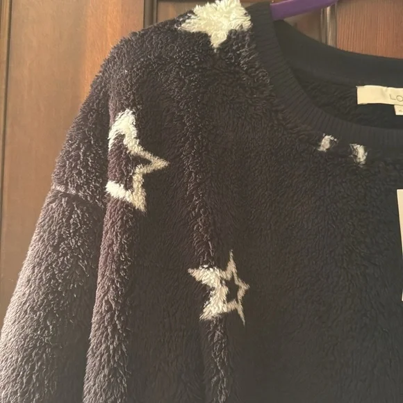 LOFT Star Print Sherpa Sweatshirt - Picture 8 of 11